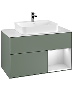 Villeroy und Boch Finion Villeroy und Boch Finion G371MTGM 100cm, cover plate white matt, Emotion, shelf on the right white matt lacquer, Olive Matt Lacquer