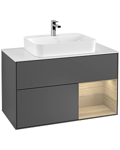 Villeroy und Boch Finion Villeroy und Boch Finion G371PCGK 100cm, cover plate white matt, Emotion, shelf right Oak Veneer , anthracite matt