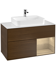 Villeroy und Boch Finion Villeroy und Boch Finion G371PCGN 100cm, cover plate white matt, Emotion, shelf on the right Oak Veneer , Oak Veneer veneer