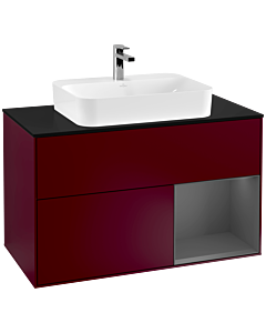 Villeroy und Boch Finion Villeroy und Boch Finion G372GKHB 100cm, cover plate black matt, Emotion, shelf on the right anthracite matt, Peony Matt