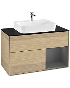 Villeroy und Boch Finion Villeroy und Boch Finion G372GKPC 100cm, cover plate black matt, Emotion, shelf on the right anthracite matt, Oak Veneer