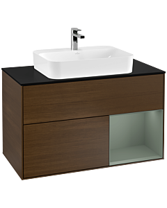 Villeroy und Boch Finion Villeroy und Boch Finion G372GMGN 100cm, cover plate black matt, Emotion, shelf right Olive Matt Lacquer , Olive Matt Lacquer veneer