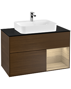 Villeroy und Boch Finion Villeroy und Boch Finion G372PCGN 100cm, cover plate black matt, Emotion, shelf on the right Oak Veneer , Oak Veneer veneer