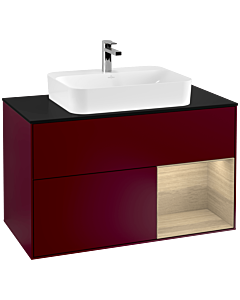Villeroy und Boch Finion Villeroy und Boch Finion G372PCHB 100cm, cover plate black matt, Emotion, shelf on the right Oak Veneer , Peony Matt