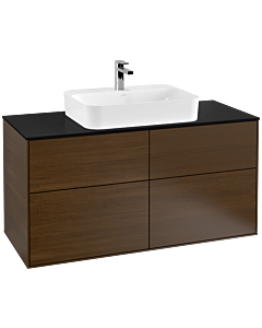 Villeroy und Boch Finion Waschtischunterschrank G38200GN 120x60,3cm, Emotion, Abdeckplatte black matt, Walnut veneer