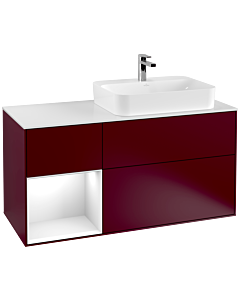 Villeroy und Boch Finion Villeroy und Boch Finion G391GFHB 120cm, cover plate white matt, Emotion, shelf left Glossy white lacquer, Peony Matt