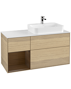 Villeroy und Boch Finion Villeroy und Boch G391GNPC 120cm, plaque de finition blanc mat, emotion, étagère gauche placage Oak Veneer , Oak Veneer