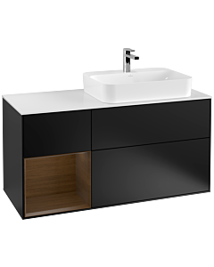 Villeroy und Boch Finion Villeroy und Boch Finion G391GNPD 120cm, cover plate white matt, Emotion, shelf on the left walnut veneer, black matt lacquer