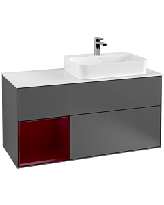Villeroy und Boch Finion Villeroy und Boch Finion G391HBGK 120cm, cover plate white matt, Emotion, shelf left Peony , anthracite matt