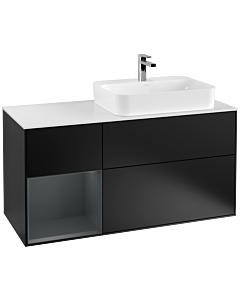 Villeroy und Boch Finion Villeroy und Boch G391HGPD 120cm, couvercle blanc mat, Emotion, étagère à gauche Midnight Blue Matt Lacquer , laqué noir mat