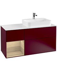 Villeroy und Boch Finion Villeroy und Boch G391PCHB 120cm, plaque de finition blanc mat, émotion, étagère à gauche Oak Veneer , Peony Matt