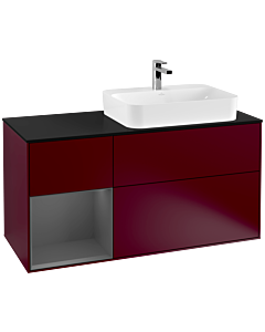 Villeroy und Boch Finion Villeroy und Boch Finion G392GKHB 120cm, cover plate black matt, Emotion, shelf left anthracite matt, Peony Matt