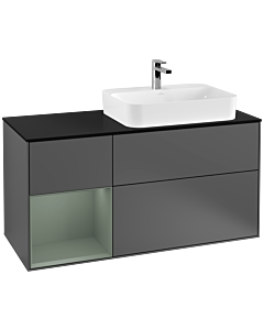 Villeroy und Boch Finion Villeroy und Boch Finion G392GMGK 120cm, cover plate black matt, Emotion, shelf left Olive Matt Lacquer , anthracite matt