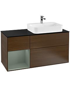 Villeroy und Boch Finion Villeroy und Boch Finion G392GMGN 120cm, cover plate black matt, Emotion, shelf on the left Olive Matt Lacquer , Olive Matt Lacquer veneer