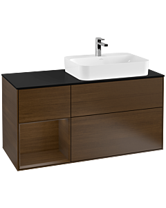 Villeroy und Boch Finion Villeroy und Boch Finion G392GNGN 120cm, cover plate black matt, Emotion, shelf left Walnut veneer, Walnut veneer