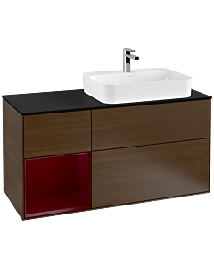 Villeroy und Boch Finion Villeroy und Boch G392HBGN 120cm, plaque de finition noir mat, émotion, étagère à gauche Peony , placage Peony
