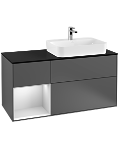 Villeroy und Boch Finion Villeroy und Boch Finion G392MTGK 120cm, cover plate black matt, Emotion, shelf left white matt lacquer, anthracite matt