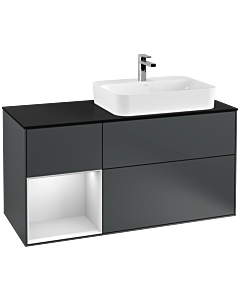 Villeroy und Boch Finion Villeroy und Boch Finion G392MTHG 120cm, cover plate black matt, Emotion, shelf left white matt lacquer, midnight Blue Matt Lacquer