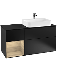 Villeroy und Boch Finion Villeroy und Boch Finion G392PCPD 120cm, cover plate black matt, Emotion, shelf left Oak Veneer , black matt lacquer