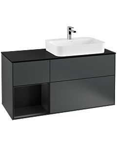 Villeroy und Boch Finion Villeroy und Boch Finion G392PDHG 120cm, cover plate black matt, Emotion, shelf left black matt lacquer, midnight Blue Matt Lacquer