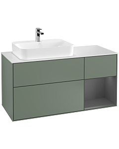 Villeroy und Boch Finion Villeroy und Boch Finion G401GKGM 120cm, cover plate white matt, Emotion, shelf on the right anthracite matt, Olive Matt Lacquer