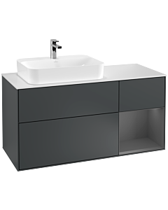 Villeroy und Boch Finion Villeroy und Boch G401GKHG 120cm, plaque de finition blanc mat, Emotion, étagère droite Anthracite mat, Midnight Blue Matt Lacquer