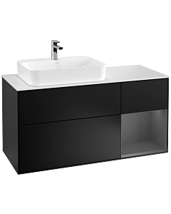 Villeroy und Boch Finion Villeroy und Boch Finion G401GKPD 120cm, cover plate white matt, Emotion, shelf on the right anthracite matt, black matt lacquer