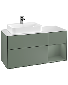 Villeroy und Boch Finion Villeroy und Boch Finion G401GMGM 120cm, cover plate white matt, Emotion, shelf on the right Olive Matt Lacquer , Olive Matt Lacquer