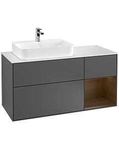 Villeroy und Boch Finion Villeroy und Boch Finion G401GNGK 120cm, cover plate white matt, Emotion, shelf on the right walnut veneer, anthracite matt