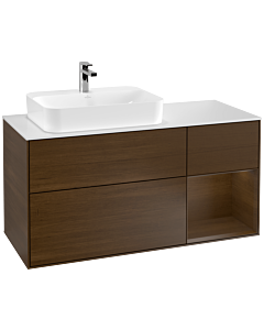 Villeroy und Boch Finion Villeroy und Boch Finion G401GNGN 120cm, cover plate white matt, Emotion, shelf on the right Walnut veneer, Walnut veneer