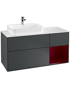 Villeroy und Boch Finion Villeroy und Boch G401HBHG 120cm, plaque de finition blanc mat, Emotion, étagère à droite Peony , Midnight Blue Matt Lacquer
