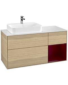 Villeroy und Boch Finion Villeroy und Boch G401HBPC 120cm, plaque de finition blanc mat, émotion, étagère à droite Peony , Oak Veneer