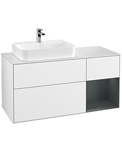 Villeroy und Boch Finion Villeroy und Boch G401HGGF 120cm, plaque de finition blanc mat, Emotion, étagère à droite Midnight Blue Matt Lacquer , laqué blanc brillant