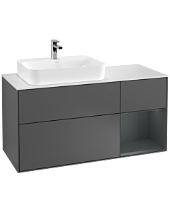 Villeroy und Boch Finion Waschtischunterschrank G401HGGK 120cm, Abdeckplatte white matt, Emotion, Regal rechts Midnight Blue Matt Lacquer, Anthracite matt