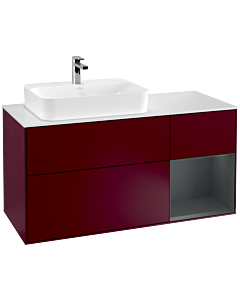 Villeroy und Boch Finion Waschtischunterschrank G401HGHB 120cm, Abdeckplatte white matt, Emotion, Regal rechts Midnight Blue Matt Lacquer, Peony Matt