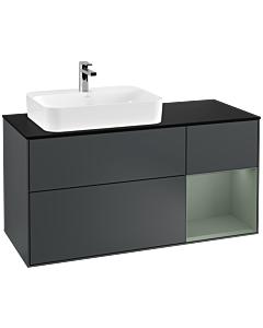Villeroy und Boch Finion Villeroy und Boch Finion G402GMHG 120cm, cover plate black matt, Emotion, shelf on the right Olive Matt Lacquer , midnight Blue Matt Lacquer