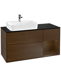 Villeroy und Boch Finion Villeroy und Boch Finion G402GNGN 120cm, cover plate black matt, Emotion, shelf on the right Walnut veneer, Walnut veneer