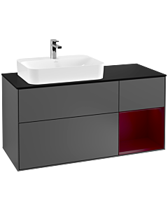 Villeroy und Boch Finion Villeroy und Boch Finion G402HBGK 120cm, cover plate black matt, Emotion, shelf right Peony , anthracite matt
