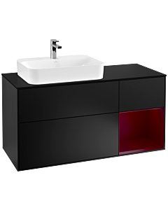 Villeroy und Boch Finion Waschtischunterschrank G402HBPD 120cm, Abdeckplatte black matt, Emotion, Regal rechts Peony, Black matt lacquer