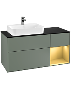 Villeroy und Boch Finion Villeroy und Boch Finion G402HFGM 120cm, cover plate matt black, Emotion, shelf on the right matt gold, Olive Matt Lacquer