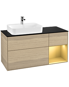 Villeroy und Boch Finion Villeroy und Boch G402HFPC 120cm, couvercle noir mat, Emotion, étagère droite or mat, Oak Veneer