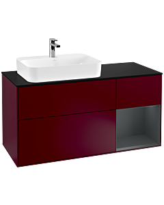 Villeroy und Boch Finion Villeroy und Boch Finion G402HGHB 120cm, cover plate black matt, Emotion, shelf on the right Midnight Blue Matt Lacquer , Peony Matt