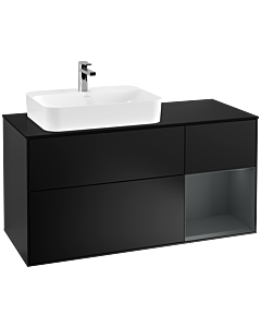 Villeroy und Boch Finion Waschtischunterschrank G402HGPD 120cm, Abdeckplatte black matt, Emotion, Regal rechts Midnight Blue Matt Lacquer, Black matt lacquer