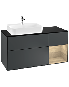 Villeroy und Boch Finion Villeroy und Boch G402PCHG 120cm, plaque de finition noir mat, Emotion, étagère à droite Oak Veneer , Midnight Blue Matt Lacquer