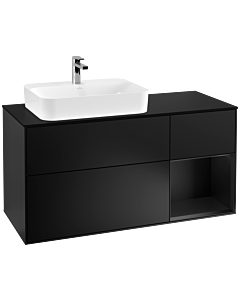 Villeroy und Boch Finion Villeroy und Boch Finion G402PDPD 120cm, cover plate black matt, Emotion, shelf on the right black matt lacquer, black matt lacquer