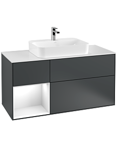 Villeroy und Boch Finion Villeroy und Boch Finion G411GFHG 120cm, cover plate white matt, Emotion, shelf left Glossy white lacquer, Midnight Blue Matt Lacquer