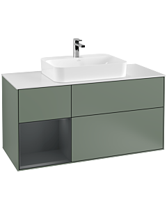Villeroy und Boch Finion Villeroy und Boch Finion G411HGGM 120cm, cover plate white matt, Emotion, shelf left Midnight Blue Matt Lacquer , Olive Matt Lacquer