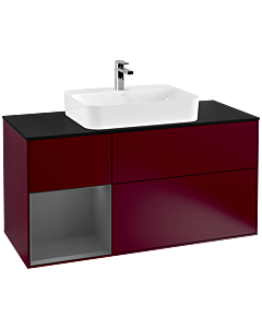 Villeroy und Boch Finion Villeroy und Boch Finion G412GKHB 120cm, cover plate black matt, Emotion, shelf left anthracite matt, Peony Matt