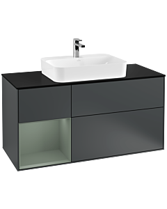 Villeroy und Boch Finion Villeroy und Boch G412GMHG 120cm, couvercle noir mat, Emotion, étagère gauche Olive Matt Lacquer , Midnight Blue Matt Lacquer