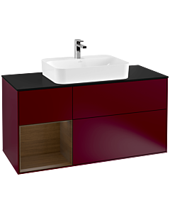 Villeroy und Boch Finion Villeroy und Boch G412GNHB 120cm, plaque de finition noir mat, Emotion, étagère gauche placage noyer, Peony Matt